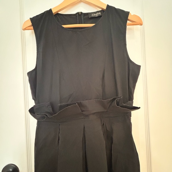 Chepé black sleeveless dress with belt, size L - Picture 3 of 5
